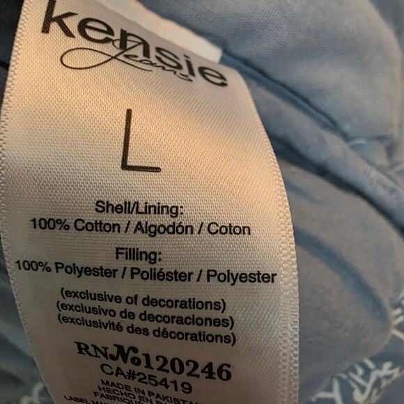 Kensie Jeans Floral Print Quilted Bomber Jacket Light Blue Size L - Picture 3 of 3